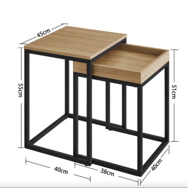 Комплект журнальних столиків Leobert Ascet в стилі Loft 2 шт сонома