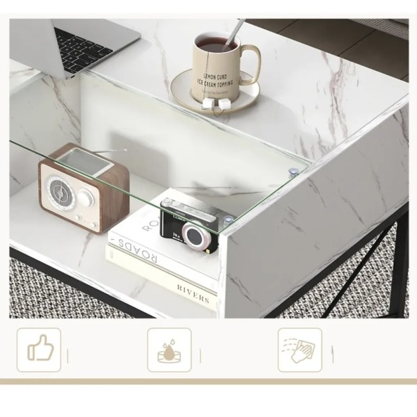 Журнальний стіл Costway Moderne з підсвіткою мармуровий