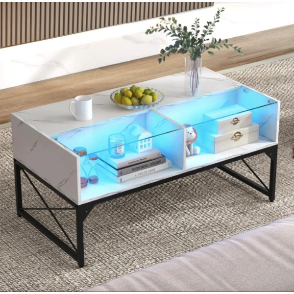 Журнальний стіл Costway Moderne з підсвіткою мармуровий