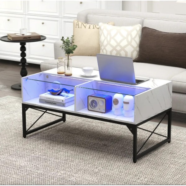 Журнальний стіл Costway Moderne з підсвіткою мармуровий