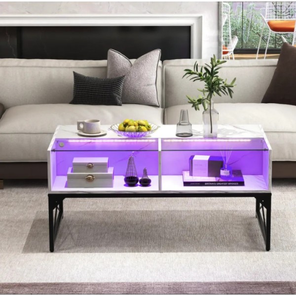 Журнальний стіл Costway Moderne з підсвіткою мармуровий