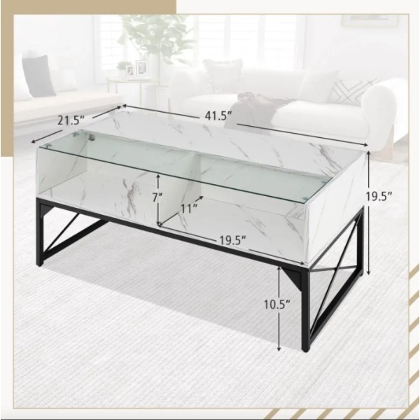 Журнальний стіл Costway Moderne з підсвіткою мармуровий