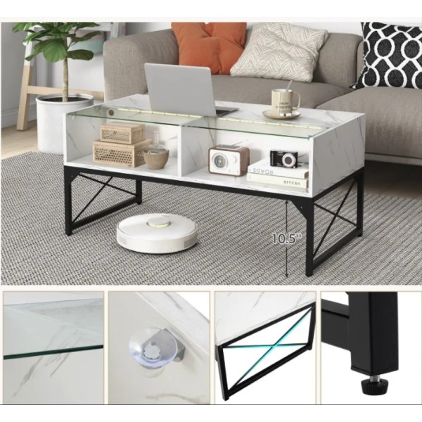 Журнальний стіл Costway Moderne з підсвіткою мармуровий