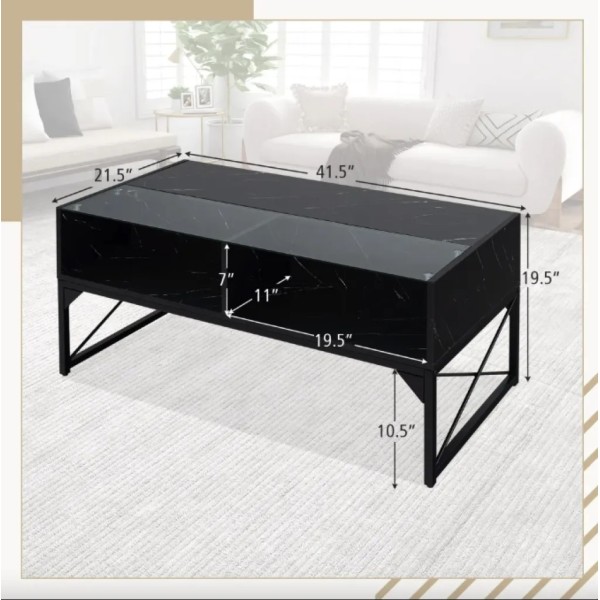 Журнальний стіл Costway Moderne з підсвіткою чорний