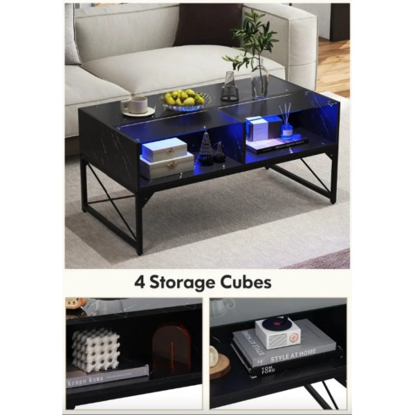 Журнальний стіл Costway Moderne з підсвіткою чорний