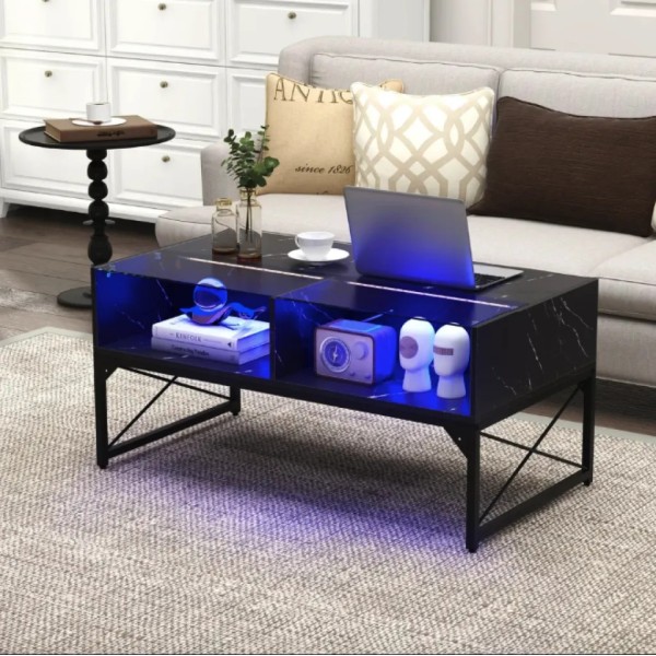 Журнальний стіл Costway Moderne з підсвіткою чорний