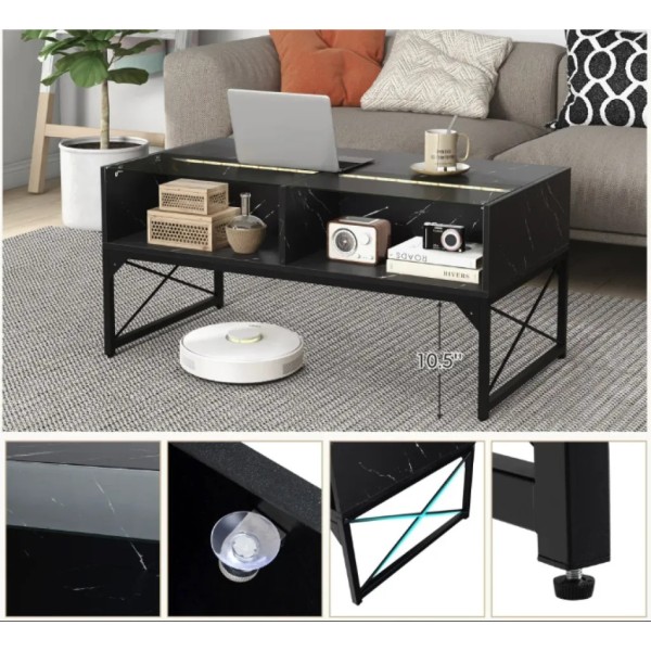 Журнальний стіл Costway Moderne з підсвіткою чорний