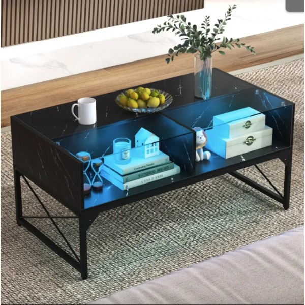 Журнальний стіл Costway Moderne з підсвіткою чорний