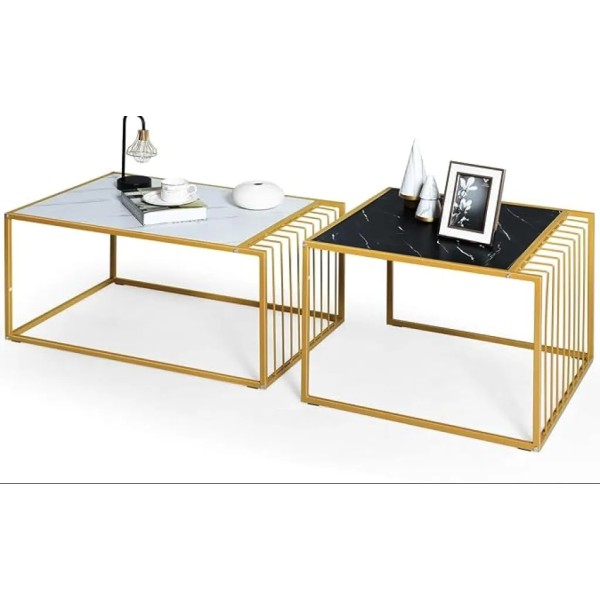Комплект журнальних столів Costway Scorpion з штучного мармуру