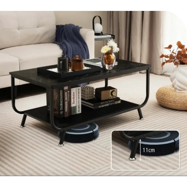 Журнальний стіл Costway Marble двоярусний чорний