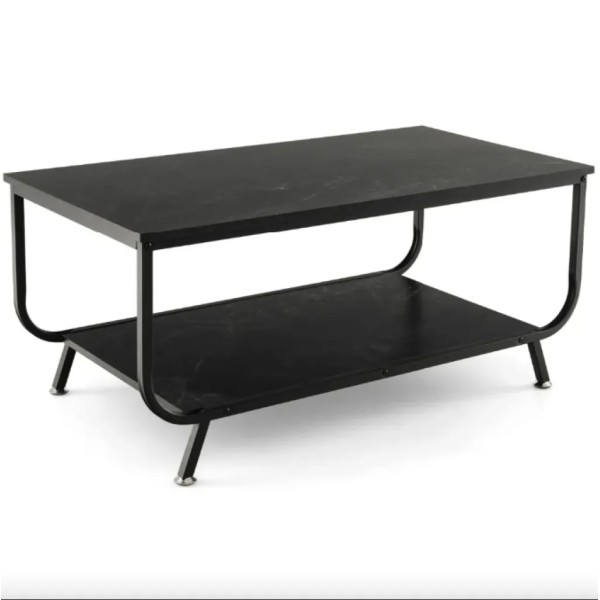 Журнальний стіл Costway Marble двоярусний чорний