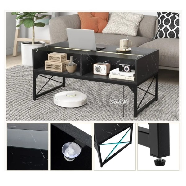 Журнальний стіл Costway Marble двоярусний чорний