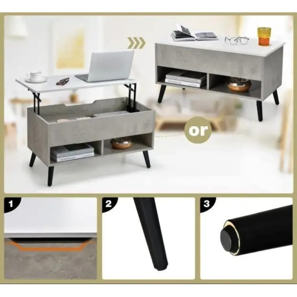 Стіл трансформер Costway Lagom в стилі Loft сірий