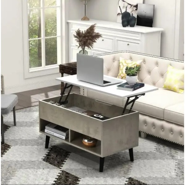 Стіл трансформер Costway Lagom в стилі Loft сірий