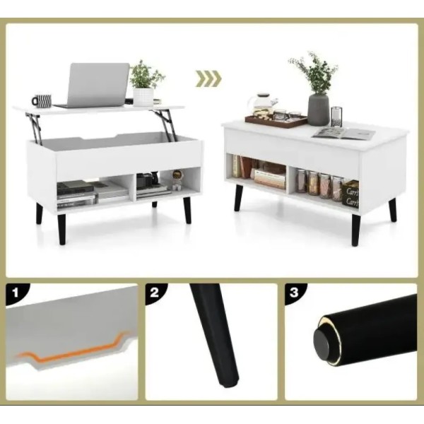 Стіл трансформер Costway Lagom в стилі Loft білий