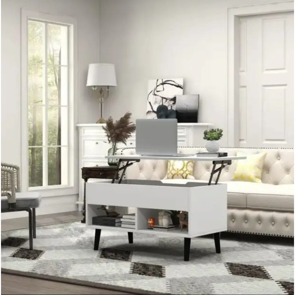 Стіл трансформер Costway Lagom в стилі Loft білий