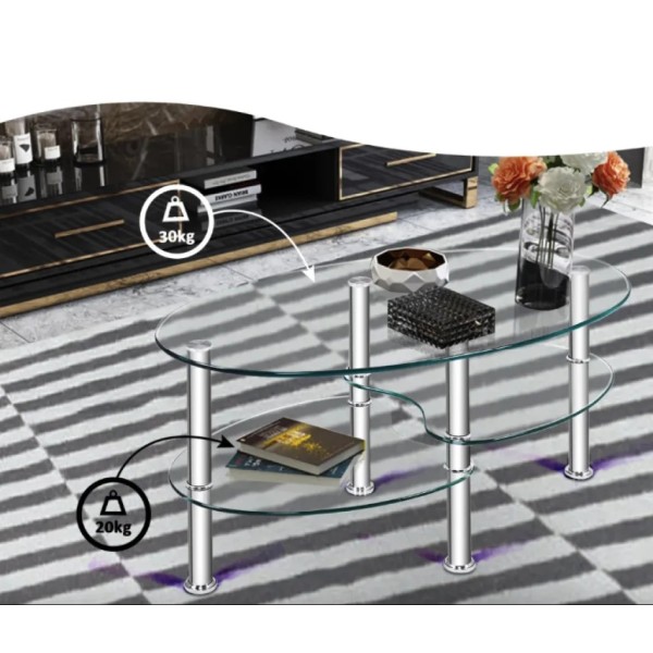 Журнальний столик Costway Lifezeal скляний