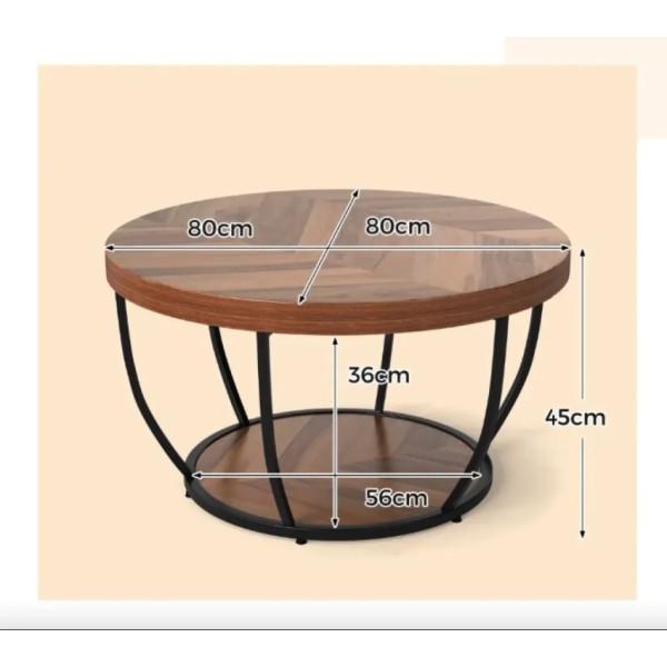 Журнальний столик Costway Leo з металевою основою в стилі Loft