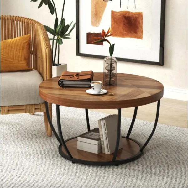 Журнальний столик Costway Leo з металевою основою в стилі Loft
