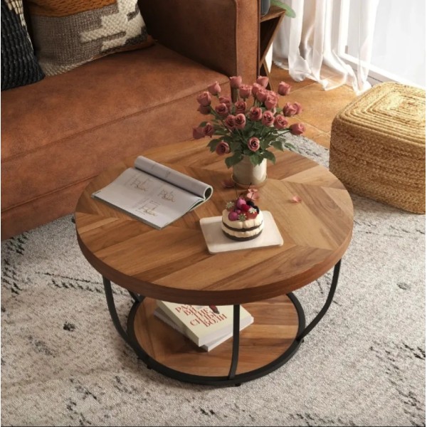 Журнальний столик Costway Leo з металевою основою в стилі Loft