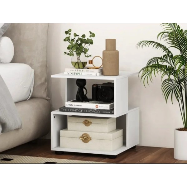 Журнальний столик Costway Luna 3-рівневий білий