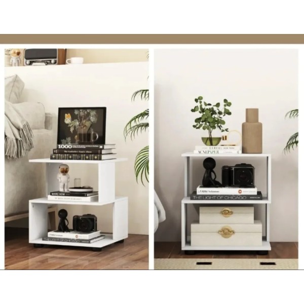 Журнальний столик Costway Luna 3-рівневий білий