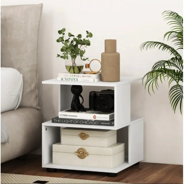 Журнальний столик Costway Luna 3-рівневий білий