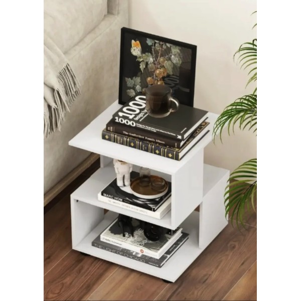 Журнальний столик Costway Luna 3-рівневий білий