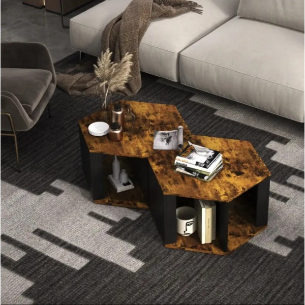 Комплект журнальних столиків Costway Neka шестикутний