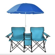 Комплект розкладних стільців Costway Parma з парасолькою бірюзовий