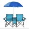 Комплект розкладних стільців Costway Parma з парасолькою бірюзовий