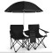 Комплект розкладних стільців Costway Parma з парасолькою чорний