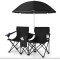 Комплект розкладних стільців Costway Parma з парасолькою чорний