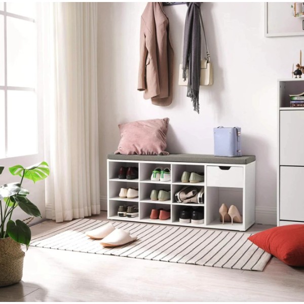 Тумба для взуття Leobert Kompred з місцем для сидіння білий