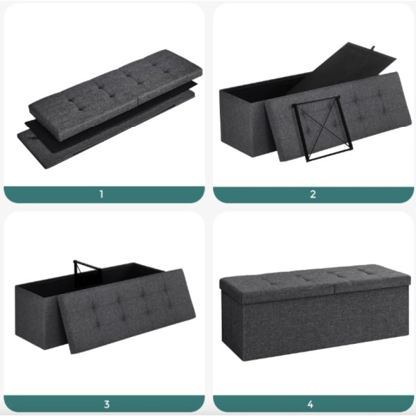 Банкетка-пуф Leobert Kors з місцем зберігання темно-сірий