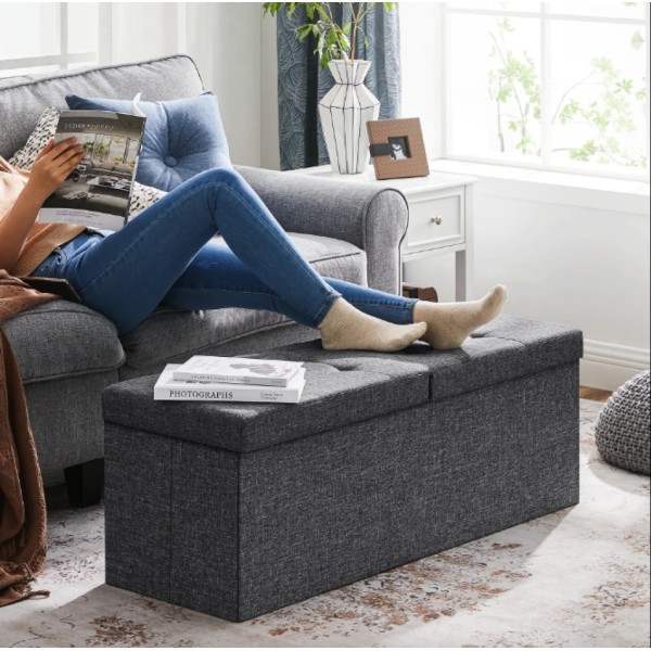 Банкетка-пуф Leobert Kors з місцем зберігання темно-сірий