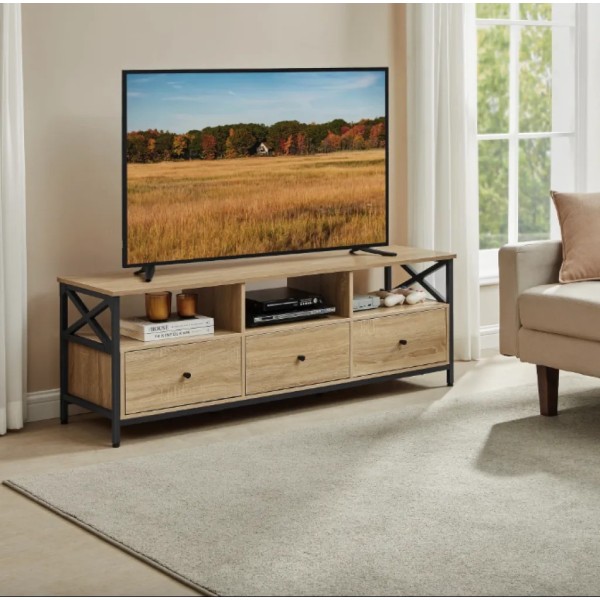 Тумба під телевізор Leobert Kamila в стилі Loft з 3 шухлядами натуральний