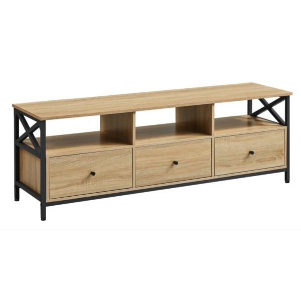 Тумба під телевізор Leobert Kamila в стилі Loft з 3 шухлядами натуральний