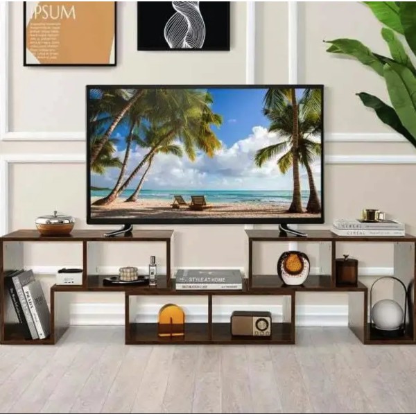 Тумба під телевізор Costway Kotek з полицями коричнева