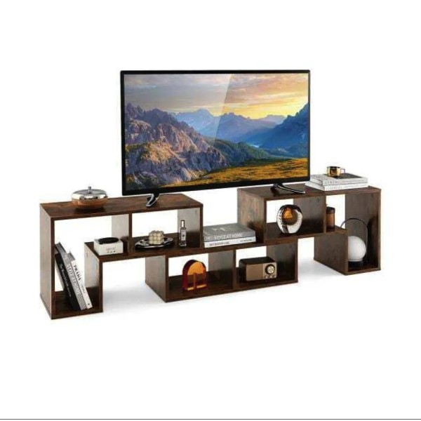 Тумба під телевізор Costway Kotek з полицями коричнева