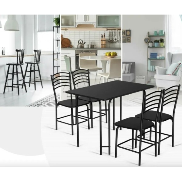 Комплект меблів Costway Katarina стіл і 4 стільці чорний