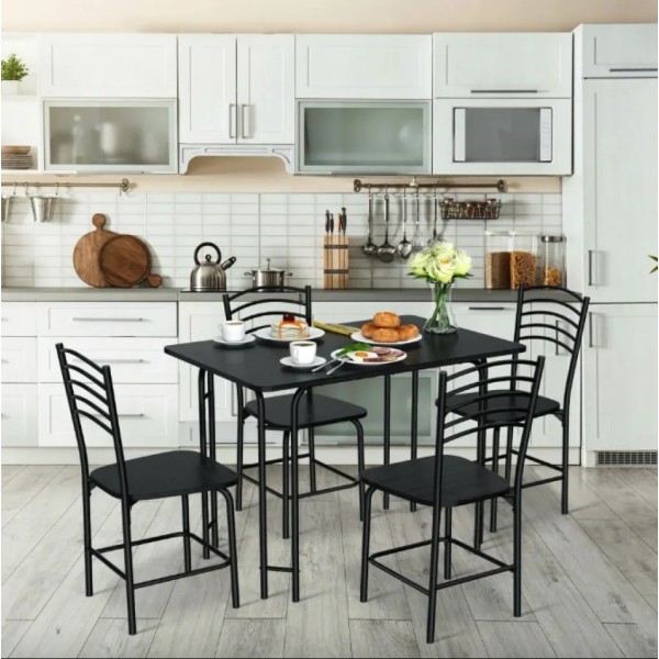 Комплект меблів Costway Katarina стіл і 4 стільці чорний