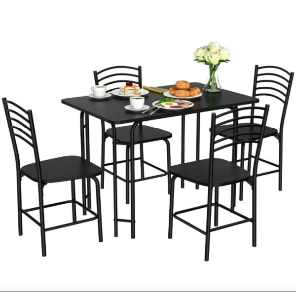 Комплект меблів Costway Katarina стіл і 4 стільці чорний