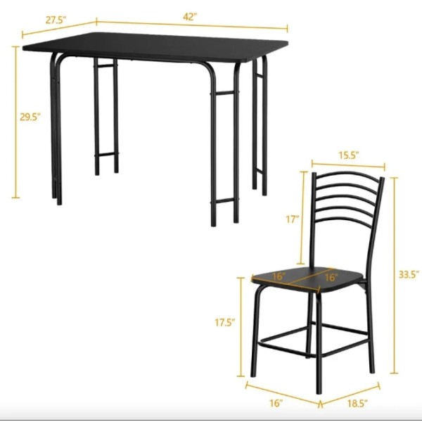 Комплект меблів Costway Katarina стіл і 4 стільці чорний