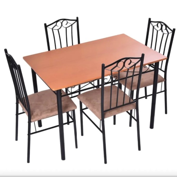 Комплект меблів Costway Sofi стіл і 4 м'яких стільці бежевий