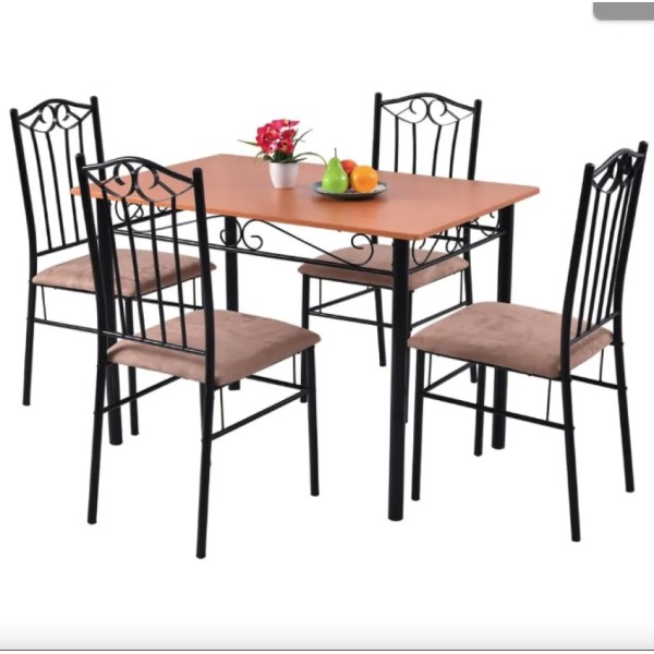 Комплект меблів Costway Sofi стіл і 4 м'яких стільці бежевий