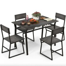 Комплект меблів Costway Merax обідній стіл з стільцями в стилі Loft сірий