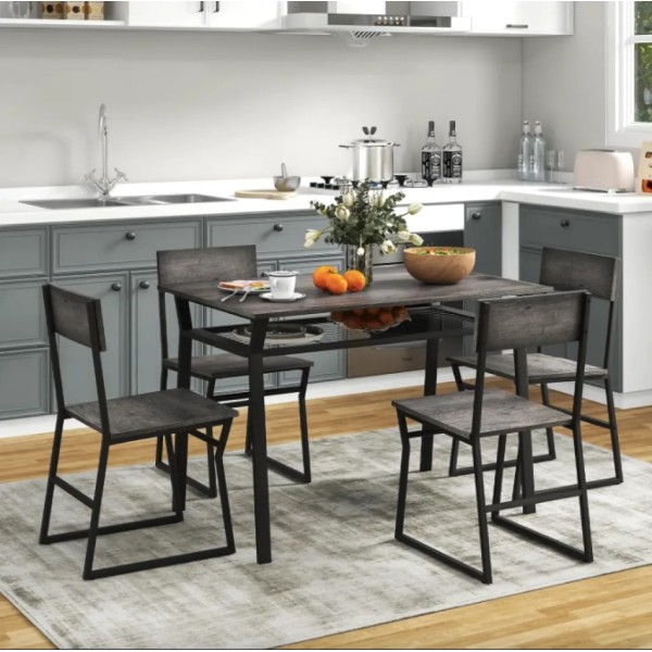 Комплект меблів Costway Merax обідній стіл з стільцями в стилі Loft сірий