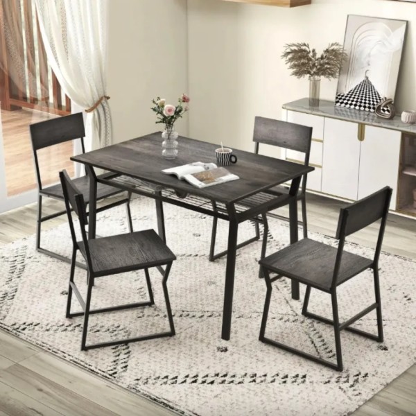 Комплект меблів Costway Merax обідній стіл з стільцями в стилі Loft сірий