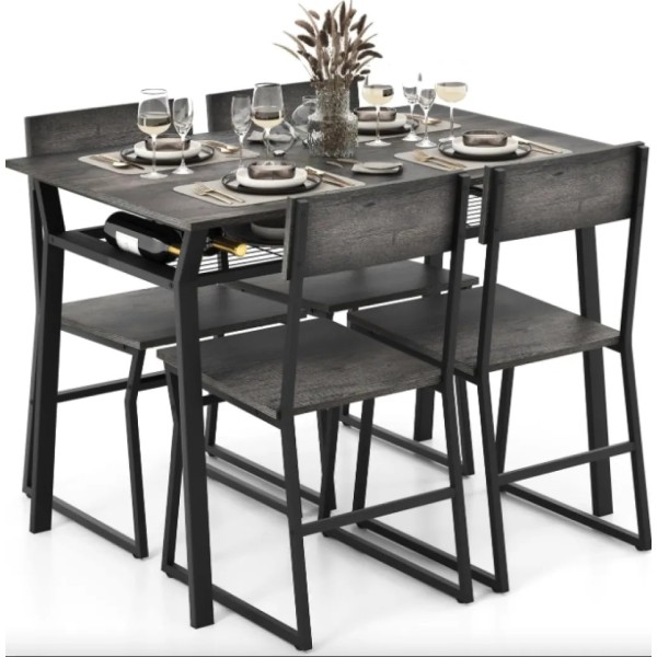 Комплект меблів Costway Merax обідній стіл з стільцями в стилі Loft сірий